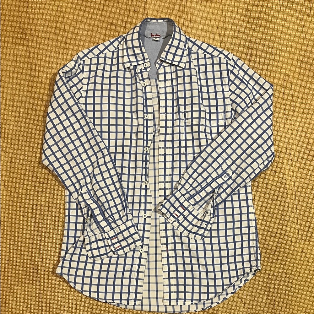 Boden Blue and White Checkered Shirt